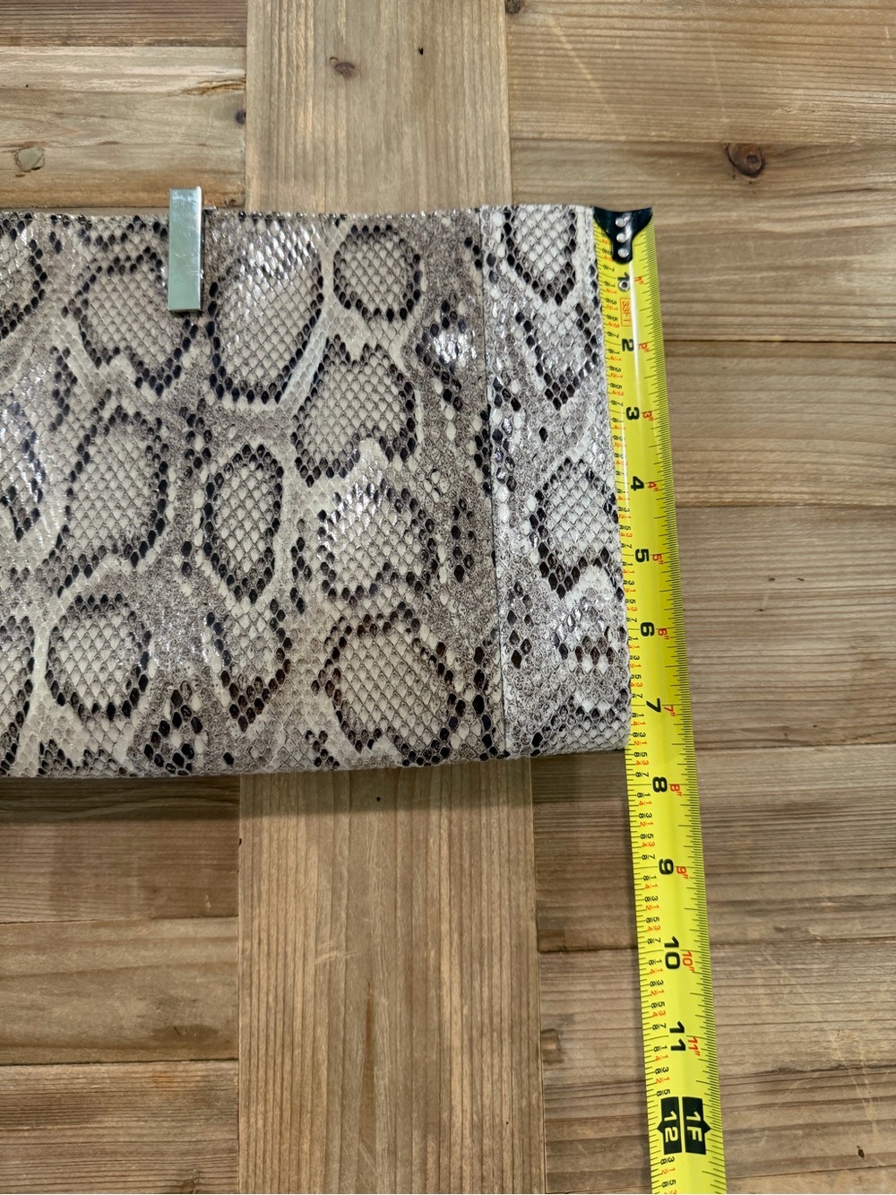 The Limited Beige Snake-Print Clutch - Picture 13 of 15